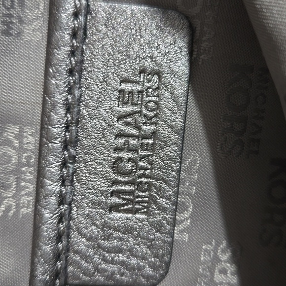 Michael Kors Altor Metallic Gray Leather Studded Top Handle Y2K Satchel - Picture 14 of 15